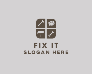 House Fix Repair Paint logo design