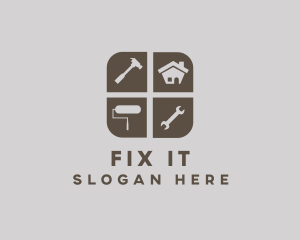 House Fix Repair Paint logo design