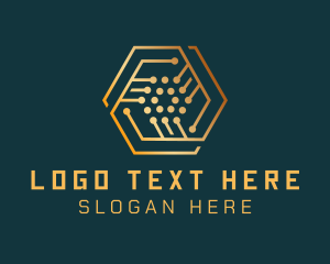 Gold - Gold Hexagon Electronics logo design