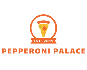 Pepperoni - Orange Pizza Slice logo design