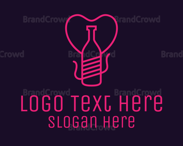 Pink Heart Bottle Liquor Logo