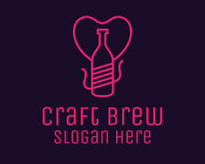 Microbrewery - Pink Heart Bottle Liquor logo design