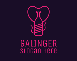 Romantic - Pink Heart Bottle Liquor logo design