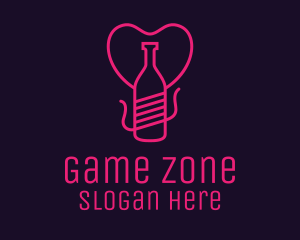 Neon - Pink Heart Bottle Liquor logo design