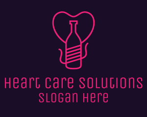 Pink Heart Bottle Liquor logo design