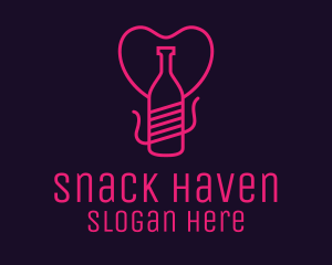 Pink Heart Bottle Liquor logo design