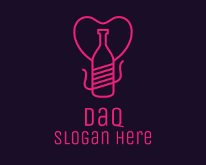 Romantic - Pink Heart Bottle Liquor logo design