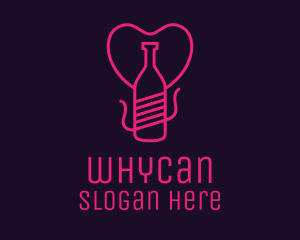 Cocktail - Pink Heart Bottle Liquor logo design