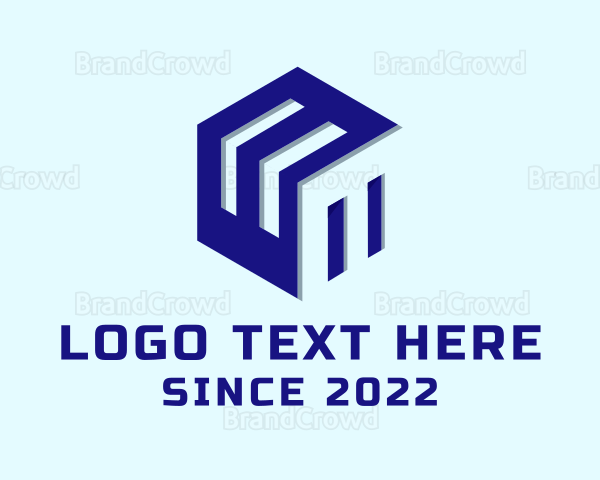 Blue Construction Building Logo