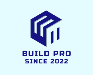Blue Construction Building  logo design