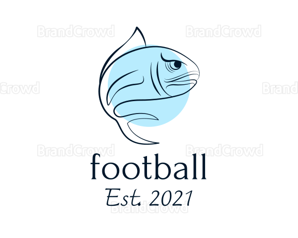 Blue Fish Line Art Logo