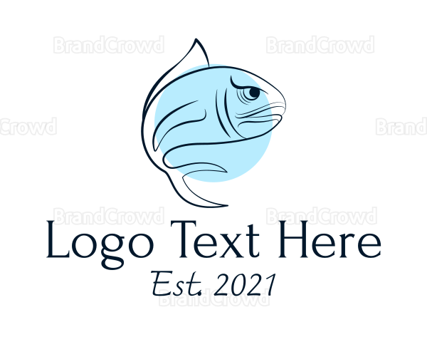 Blue Fish Line Art Logo