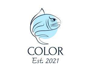 Fisherman - Blue Fish Line Art logo design