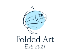 Blue Fish Line Art logo design