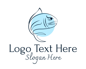 Blue Fish Line Art Logo