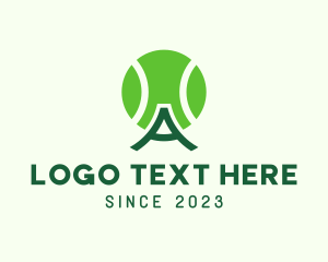 Tournament - Green Tennis Ball Letter A logo design