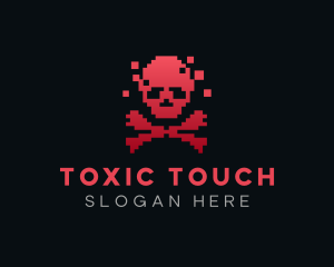 Toxic - Pixel Skull Gaming logo design