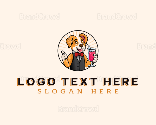 Dog Drink Waiter Logo