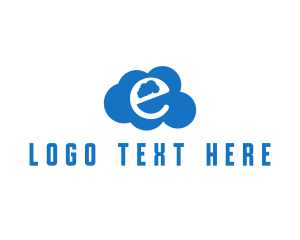 Blue Cloud - Cloud Letter E logo design