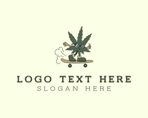 Stoner - Cartoon Marijuana Skater logo design