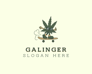 Cartoon Marijuana Skater Logo