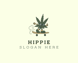 Cartoon Marijuana Skater Logo