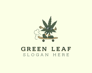 Cartoon Marijuana Skater logo design