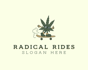 Cartoon Marijuana Skater logo design