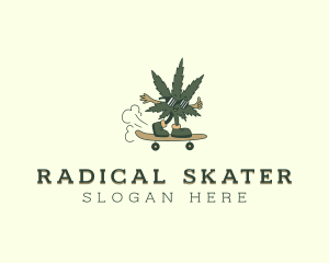 Cartoon Marijuana Skater logo design