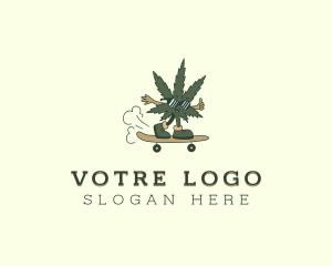 Marijuana Dispensary - Cartoon Marijuana Skater logo design