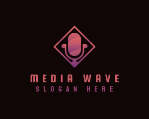 Broadcasting - Gradient Microphone Podcast logo design