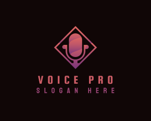 Announcer - Gradient Microphone Podcast logo design