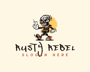  Skull Rebel Fuck logo design