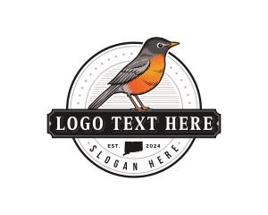 Map - Connecticut Robin Bird logo design