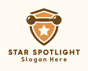 Dumbbell Star Shield logo design