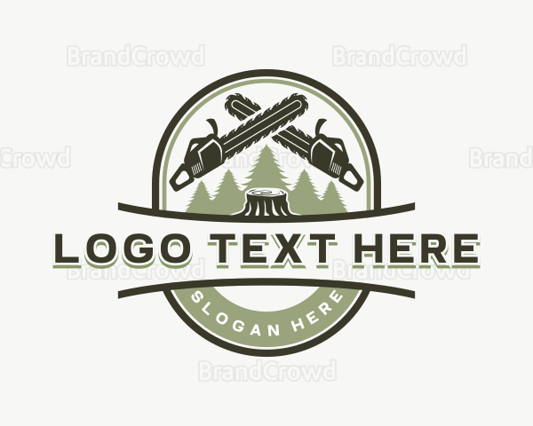 Chainsaw Logging Wood Logo