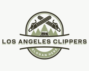 Chainsaw Logging Wood logo design