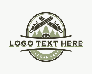 Chainsaw Logging Wood logo design