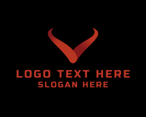 Bull - Evil Horns Letter V logo design