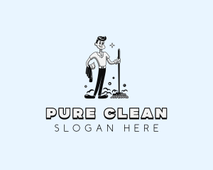 Wash Mop Cleaning Janitorial logo design