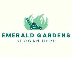 Lawn Mower Grass Landscaping logo design