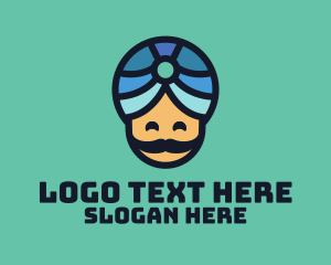Illusionist - Magic Turban Mustach Man logo design