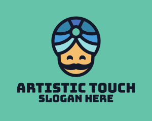 Magic Turban Mustach Man logo design