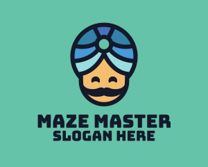 Magic Turban Mustach Man logo design