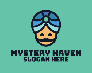 Magic Turban Mustach Man logo design