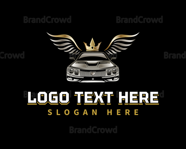 Wings Crown Car Automotive Logo