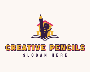 Child Pencil Bookstore logo design