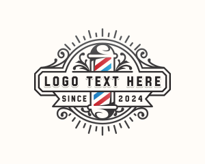 Grooming - Barbershop Pole Haircut logo design