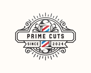 Barbershop Pole Haircut logo design