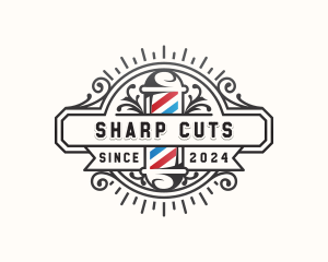 Cut - Barbershop Pole Haircut logo design